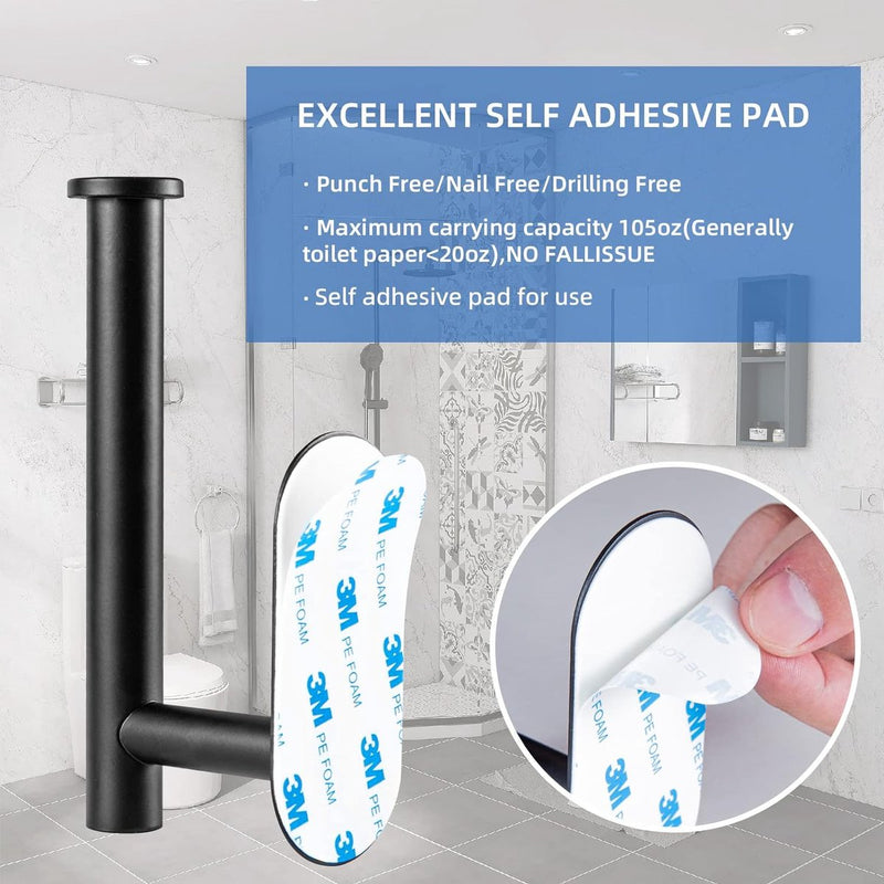Toiletpapierhouder zonder boren, zelfklevende toiletpapierrolhouder, roestvrijstalen toiletrolhouder, toiletrolhouder, toiletrolhouder, papierhouder voor keuken en badkamer, zwart