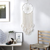 Macrame Dromenvanger Muurbehang Geweven Veren Muurbehang Handgemaakte Dromenvanger Boho Kwasten Decoratie Home Decor Ornament Ambachtelijk Cadeau voor Slaapkamer Woonkamer