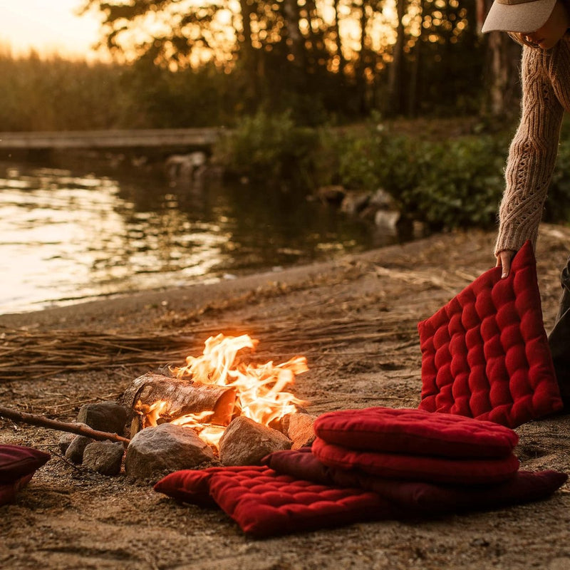 Pepper Elegant rond zitkussen Ø 37cm, 100% katoen, machinewasbaar, roestoranje