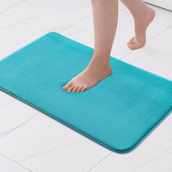 Eenkleurige badmat, traagschuim, badmat, douchemat, badmat, douchemat, decoratieve voetmat, antislipmat voor badkamer en woonkamer, 50 x 80 cm, turquoise