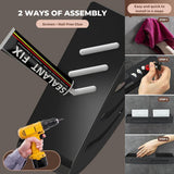 Badkamerplank zwart douchemandje en keukenopberger zonder boormachine. Roestbestendige aluminium badkamerwagen voor wandmontage met 8 haken (2 planken).