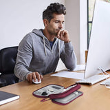 Kabeltas, organizer, kabelorganizer, tas, kabeltas, kleine kabelorganizer, dubbele kabeltas voor elektronische accessoires, USB-powerbank, SD-kaart, oplaadkabel, rood