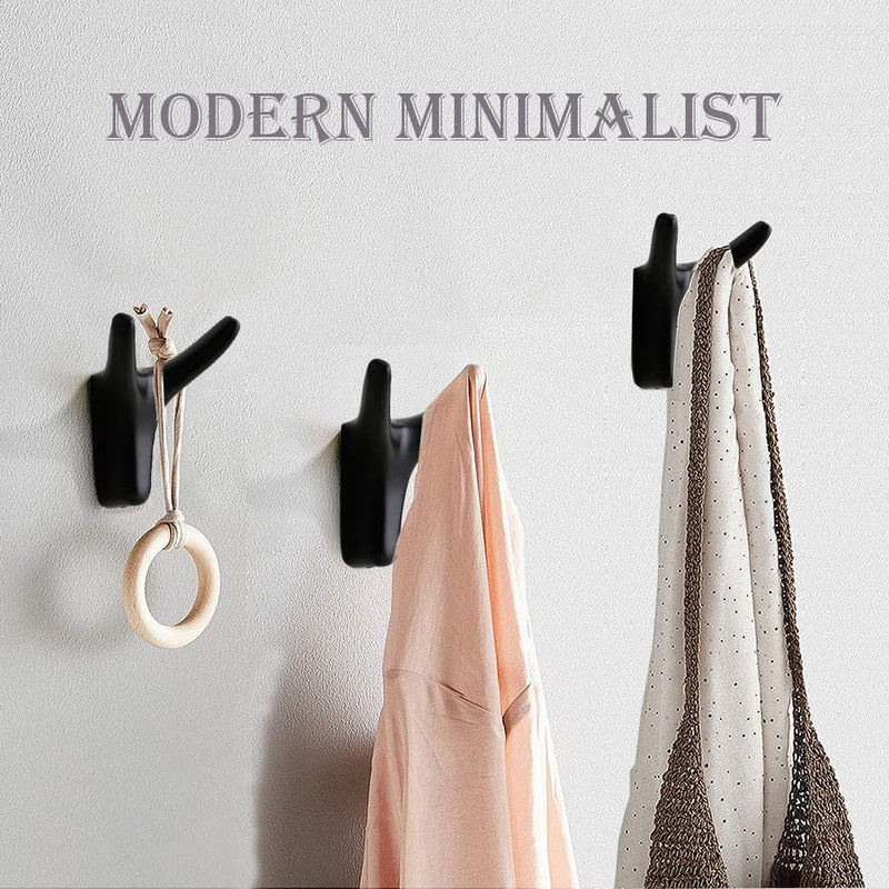 4 stuks dubbele wandhaken, garderobehaken, wandmontage, kledinghaken, zinklegering, handdoekhaken, ideaal voor garderobehaken, badkamer, keuken, kantoor, met schroeven, zwart
