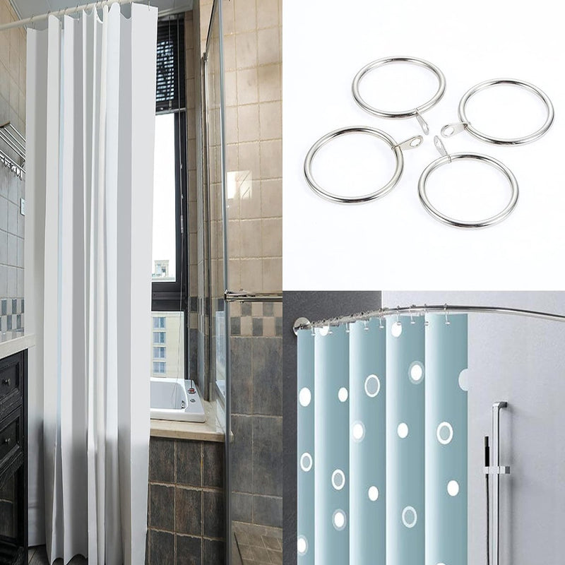 60 stuks metalen gordijnringen, gordijnringen, 38 mm binnendiameter, gordijnophangringen voor gordijnroeden voor raam, deur, douchegordijn (zilver)
