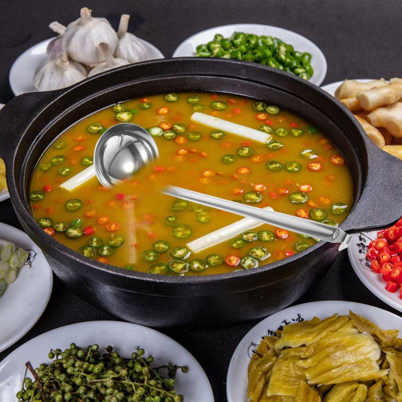 Soeplepel roestvrijstalen keukengerei lange steel keukenlepel lepel met haak voor het ophangen van serveergerei 13 cm