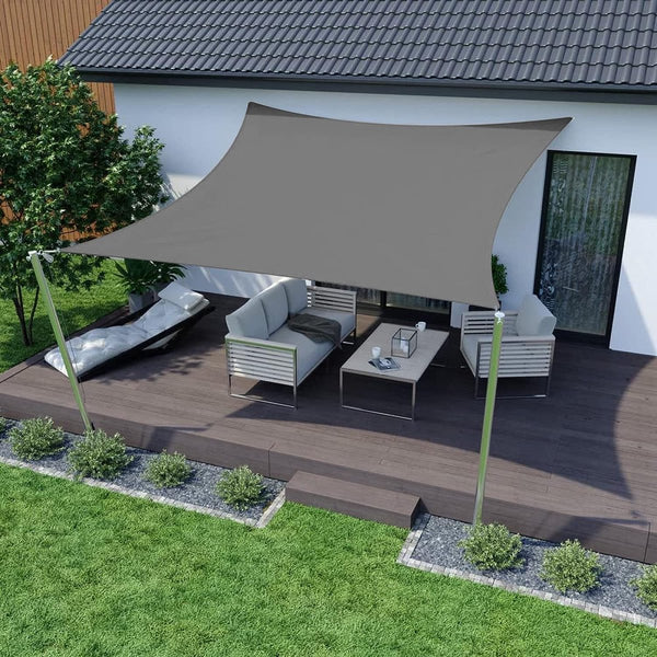 Zonnezeil, waterdicht, zonwering, Oxford-weefsel, uv-bescherming, voor balkon, terras, tuin, camping, outdoor (grijs-3 x 3 m)