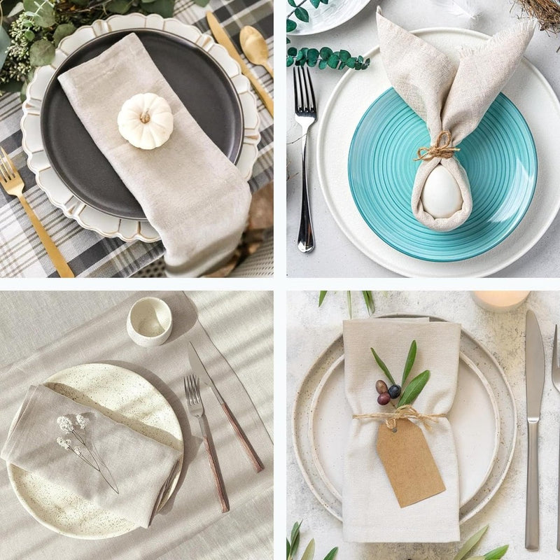 Stoffen servetten, 6 stuks hoogwaardige beige servetten 40 x 40 cm, tafeldecoratie servetten bruiloft verjaardag, linnen servetten herbruikbare feesten diners café restaurant