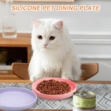 2 stuks platte kattenbakken, diameter 18 cm, kattenvoerbak, kattenbak, siliconen voerbak voor droogvoer en natvoer