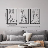 3 stuks metalen wanddecoratie minimalistische abstracte vrouwen muurkunst enkele lijntekening zwarte kunst vrouwelijke moderne wanddecoratie voor slaapkamer keuken badkamer
