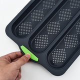 1 stuk siliconen bakvorm stokbrood bakvorm stokbrood bakvorm stokbrood bakvorm lange stokbroodvorm met drie sleuven voor bakken doe-het-zelf (grijs)