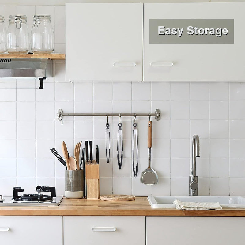 Keukentangenset van 3 roestvrijstalen barbecuetangen met siliconen tips voor koken, grillen, buffet, 18/23/30 cm (zwart)