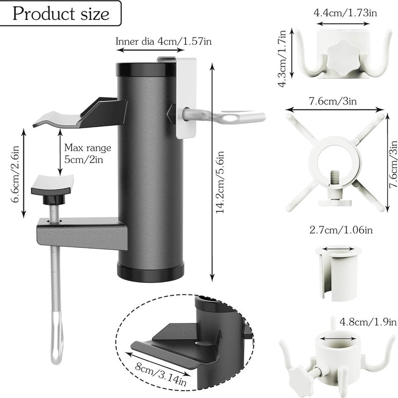 Parapluhouder balkonreling, parasolhouder balkonreling, parasolhouder balkon Kan worden gemonteerd op balkons, stoelen, stands, balustrades (zwart)