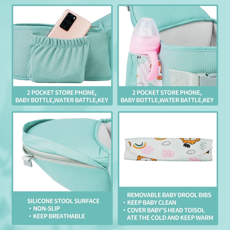Babydrager voor pasgeborenen vanaf de geboorte, babydrager voor pasgeborenen vanaf de geboorte voor 0-36 maanden, ergonomische babydrager met heupzitting, draagdoek baby met slabbetje, kinderdrager