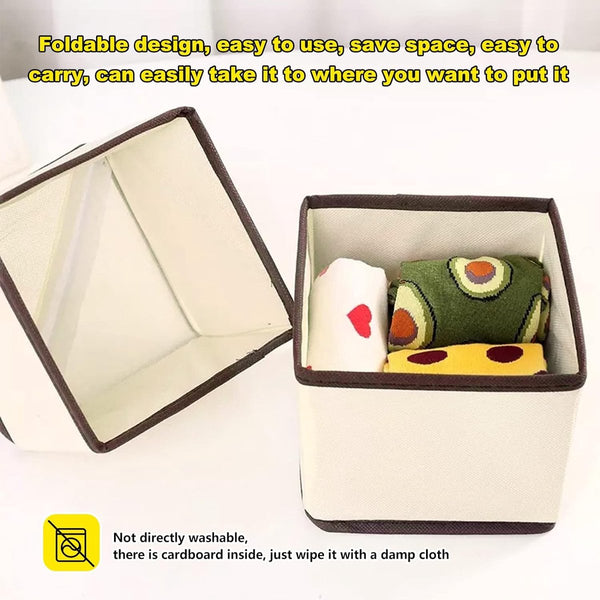 6 stuks opbergdozen kast, lade-opbergsysteem, kledingkast, organizer, opvouwbare opbergdoos, stof, kastorganizer voor sokken, stropdassen, kleding, ondergoed (off-white)