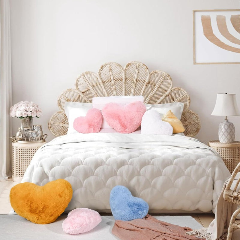 Hartkussen, roze hartvormig kussen, knuffelkussen, liefdes sierkussen, esthetisch, pluche kussen voor woonkamer, bank, kind, slaapkamer, bed, cadeau 26 x 36 cm