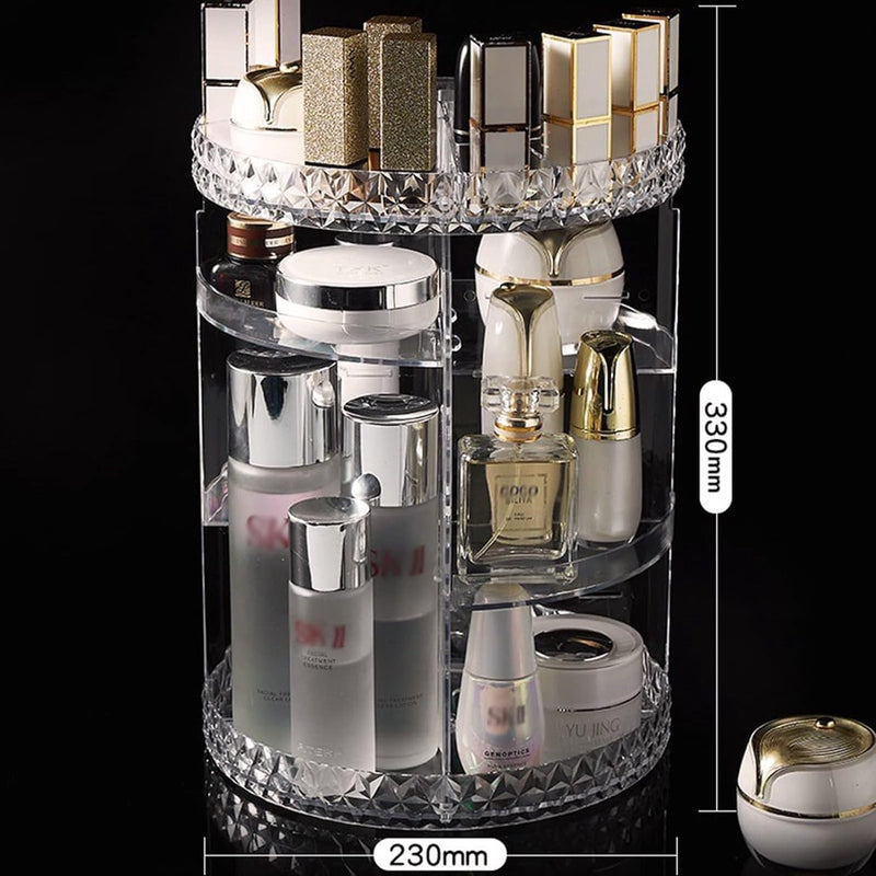 Transparante make-up organizer, 360 graden draaibare cosmetische organizer, cosmetische standaard met grote capaciteit, opbergrek voor badkamer, slaapkamer, kaptafel
