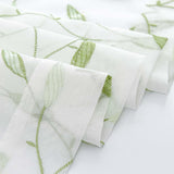 Sheer Gordijnen, voile, gordijnen met oogjes, borduurwerk, transparant, gordijn met ogen, gaas, voor woonkamer, slaapkamer, set van 2, groen op wit, 140 x 145 cm