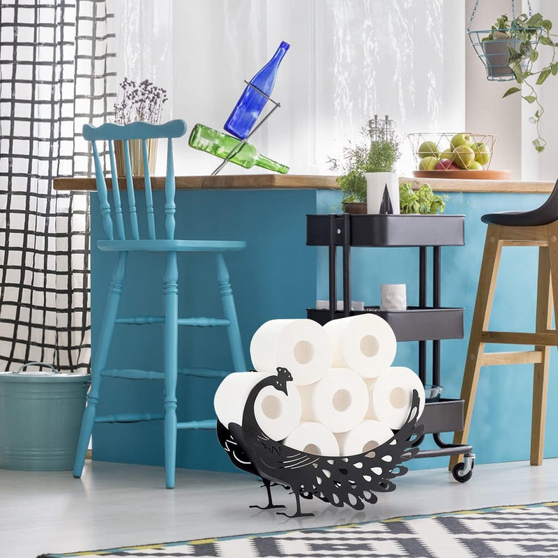 toiletrolhouder zwarte pauw toiletrolhouder van metaal toiletrolhouder verticale papierhouder toiletrolhouder handdoekhouder ambachtelijke decoratie voor badkamer woonkamer keuken hotel