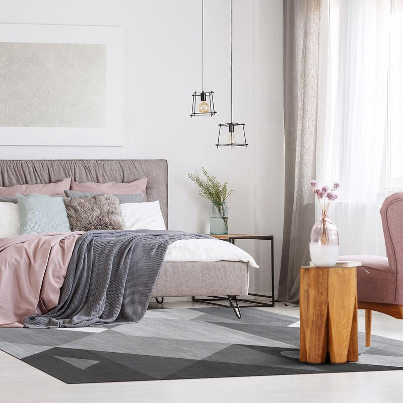 Modern woonkamertapijt, wasbaar, laagpolig tapijt, slaapkamer, wollig, antislip, tapijt, eetkamer, tapijt, geometrisch tapijt, 200 x 300 cm, grijs