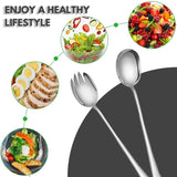 Saladebestekset, saladelepels van roestvrij staal en saladevorken van roestvrij staal, saladeserverset voor restaurants, hotel, feest, buffet (2 stuks)