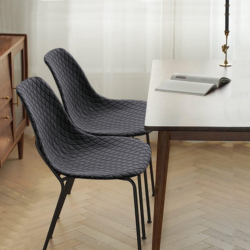 Eetkamerstoelen Covers 2/4/6 stuks, stijl shell eetkamerstoel Mid Century moderne stoel sipcover, gewatteerde dining accent side stoelhoezen (grijs, 4 stuks)