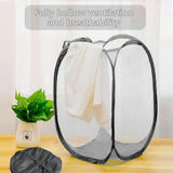 2 stuks opvouwbare wasmandset, pop-up 75 liter, wasmand, opvouwbaar, met zijzak, wasverzamelaar met handgrepen, wasmand voor bijkeuken, netjes opbergen van kleding (zwart)