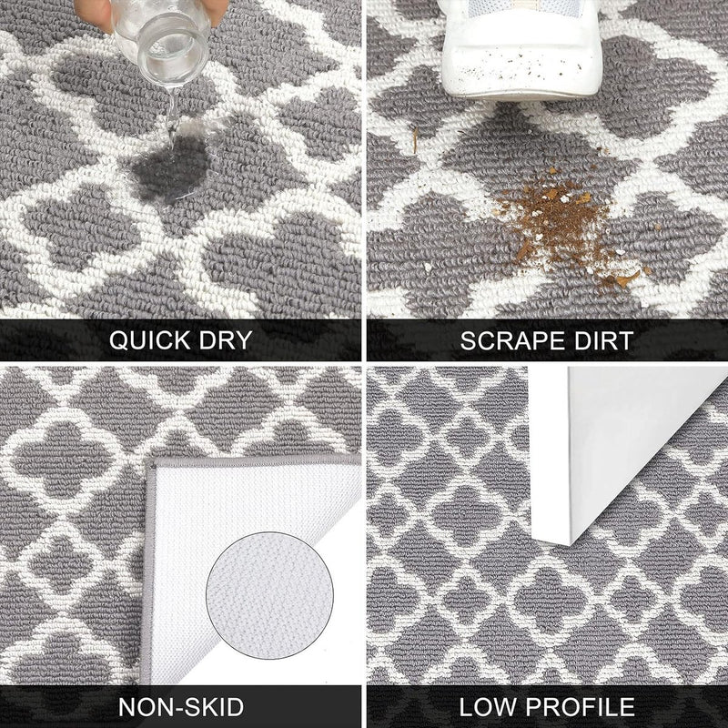 Lange gangtapijtloper, 60 x 240 cm, antislip grijze tapijtloper, wasbaar vintage keukentapijt, lange Boho-tapijtloper voor slaapkamer, entree, keuken