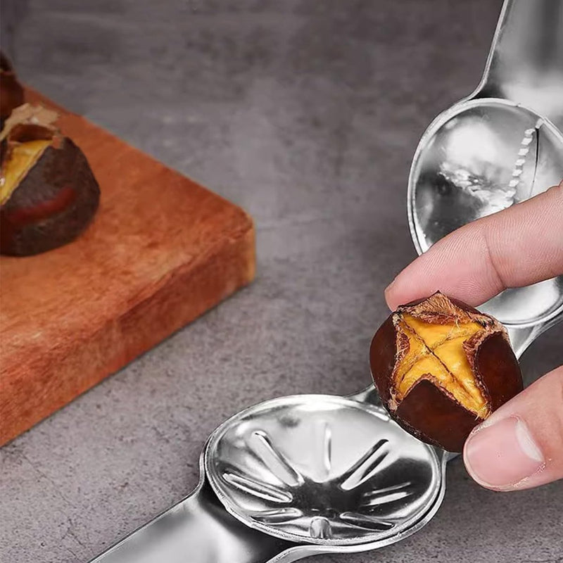 2 stuks notenkraker kastanjesnijder, notenkraker walnoten, kastanjesnijder, notenkraker van roestvrij staal, kastanjeopener, voor walnoten, kastanjes, noten, pecan, amandelen