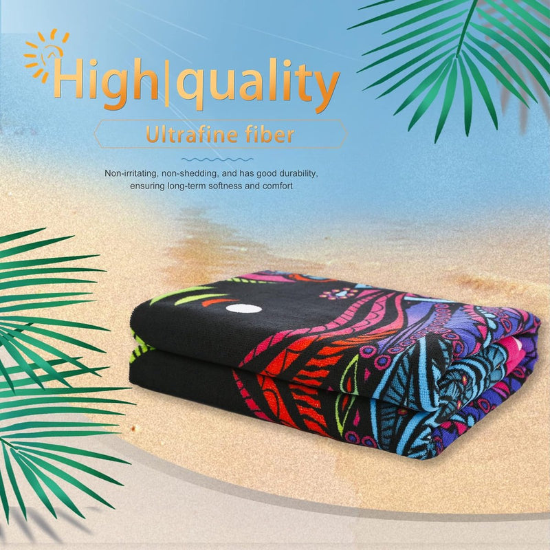 Microvezel strandhanddoek, 90 x 170 cm, anti-zand, strandhanddoek, zacht, 100% microvezel, sneldrogend, roze schedel