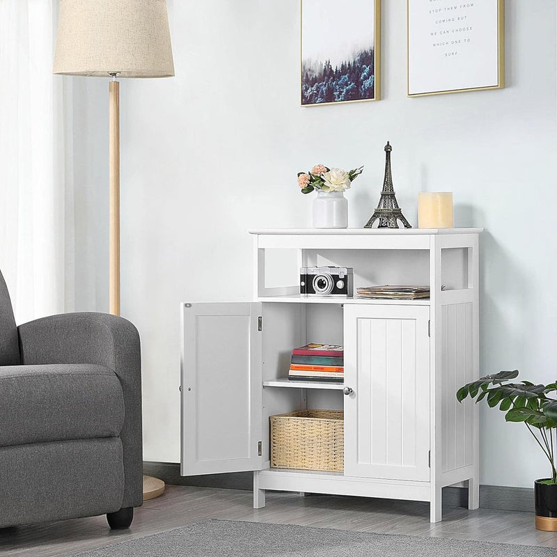 Badkamerkast vrijstaande keukenkast met verstelbare plank en dubbele deur vrijstaande badkamer wit 60 x 30 x 80 cm
