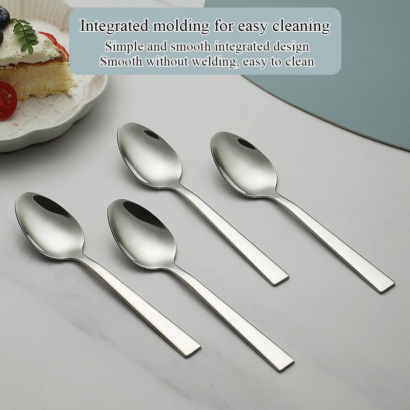 Zilveren soeplepel, 12 stuks, roestvrijstalen tafellepel, soeplepel, dessertlepel, geschikt voor dagelijks gebruik en alle soorten bijeenkomsten, vaatwasmachinebestendig