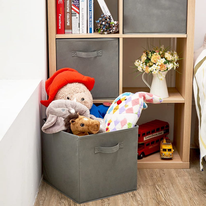 Set van 4 opbergmanden, opvouwbare stoffen kubusdozen voor kinderspeelgoed, organizer voor kinderkamer, kast, thuis, 33 x 37 x 33 cm, grijs