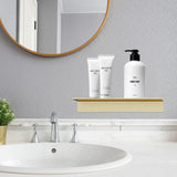 Wandplank, goudkleurig metaal, wandrek met schroeven, 2 stuks, aluminium, wandplank, zwevend rek, klein, voor badkamer, slaapkamer, keuken, decoratieve fotolijst