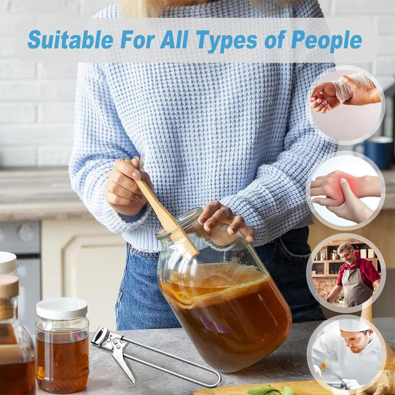 roestvrijstalen dekselopener, 2 stuks, roestvrij staal, instelbare multifunctionele blikopener, antislip, voor senioren, werkbesparende blikopener voor senioren, artritis (zilver)