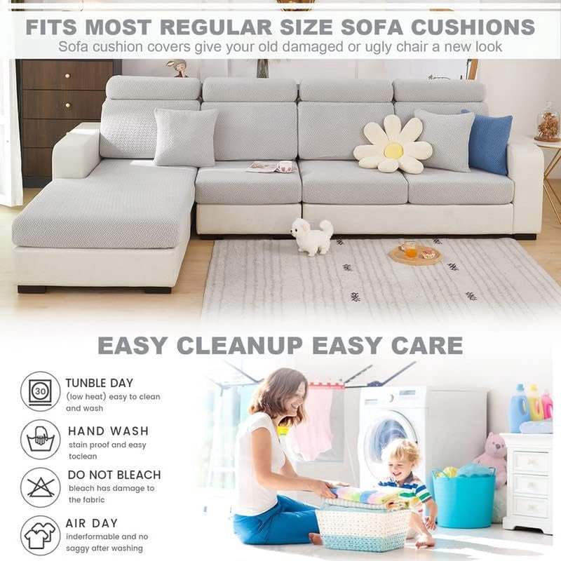 Zitbank, kussenhoes, stretch bankhoes, universele elastische bankzithoes, antislip bankhoes beschermhoes voor bankkussen L-vormige chaise lounge meubelbescherming