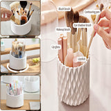 Cosmetica-make-uporganizer met stofdicht, stofdicht, 360 graden draaibare opslag met deksel, voor wastafel, badkamer, bureau, werkblad (wit)