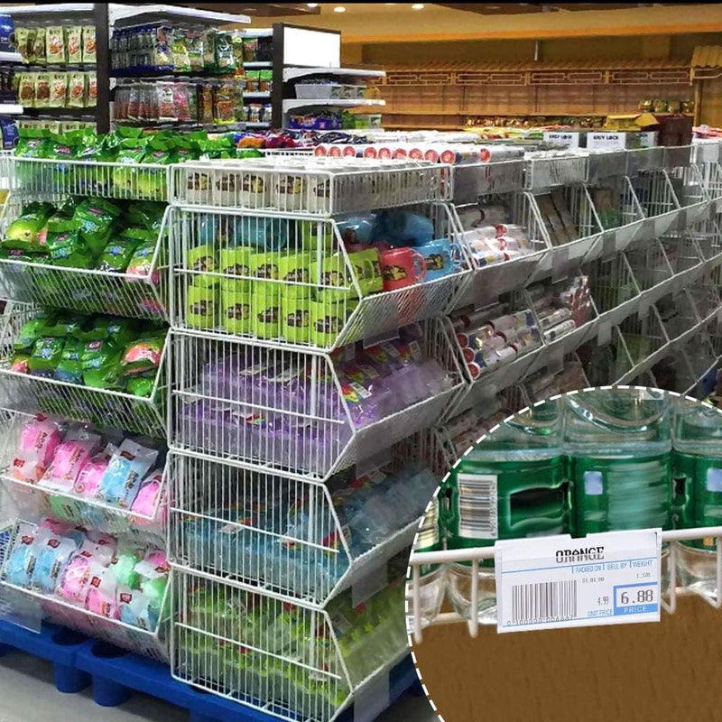 50 stuks etikettenhouders van kunststof, transparant, prijsbordhouder, kunststof rek, etikettenhouder voor draadrekken voor prijsetiketten voor goederenverzachting, 8 cm x 4,2 cm