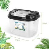 Terrarium voor reptielen en amfibieën, transparante kunststof reptielenkweekbox voor schildpad, hagedis, spide, hoornkikker, draagbare reptielenvoederbox, S (L17,8 x B 12 x H 12,7 cm)