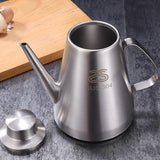 Oliekan 600 ml oliefan roestvrij staal olijfolie oliedispenser, lange opening ingrediëntendispenser oliefles kruidenketel kannetje voor olie, azijn, saus