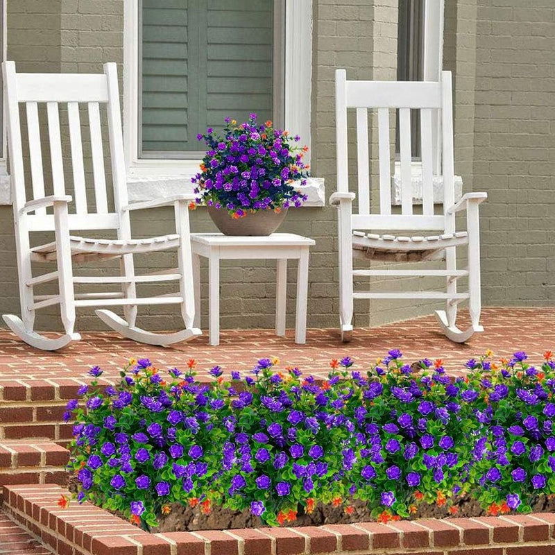 Kunstbloemen, 4 stuks Kunstbloemen Groen UV-bestendige planten Heesters Nepbloemen Binnen Buiten voor Huis Tuin Bruids Bruiloft Feestdecoratie (Paars)