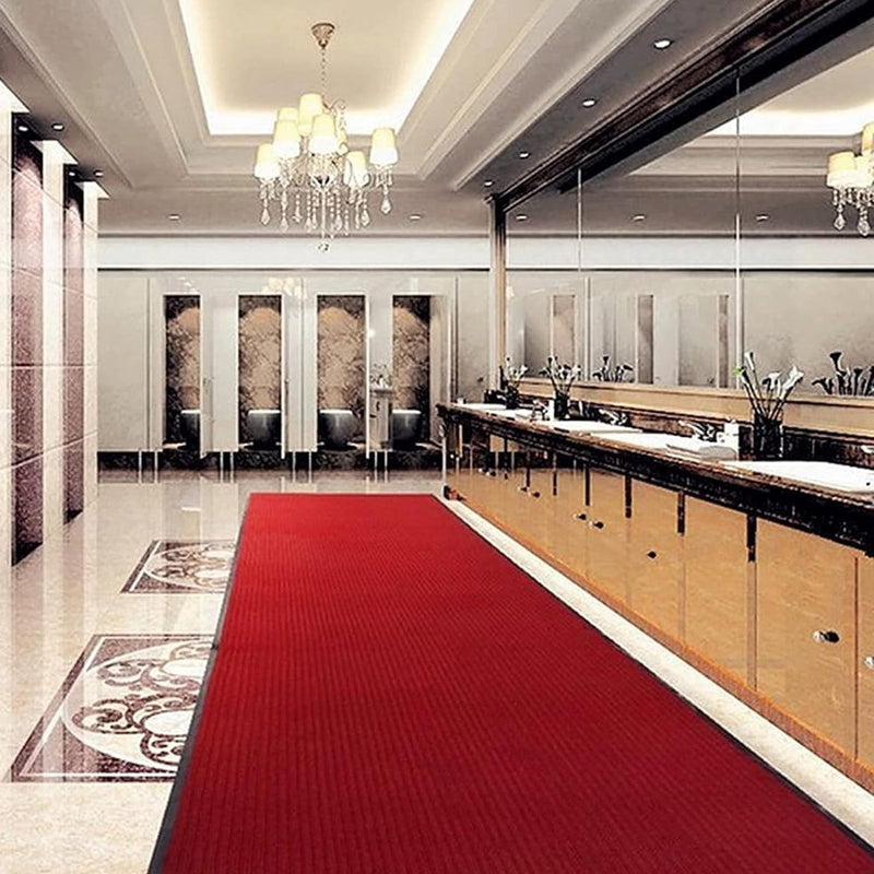 Vloerloper, 90 x 300 cm, antislip, voetmat, vuilloper met antislip achterkant, vuilmat, ingangsmat, deurmat, tapijtloper voor ruimtes, gangen, entrees, rood