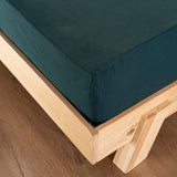 Renforce katoenen hoeslaken, 100% katoen, zacht en ademend, 90 x 200 x 30 cm, jersey bedlaken/donkergroen