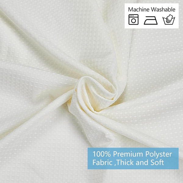 Douchegordijn, wasbaar, textiel, polyester, badgordijn met 12 douchegordijnringen, waterdicht, voor douche en bad, 183 x 183 cm, wafelpatroon, beige