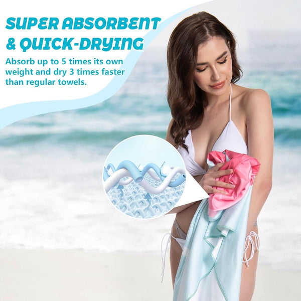 Microvezel strandhanddoek, extra groot, 180 x 90 cm, microvezel handdoeken, super absorberend, sneldrogend, licht, compact, zandvrij, strandhanddoek, strandhanddoek, badhanddoek