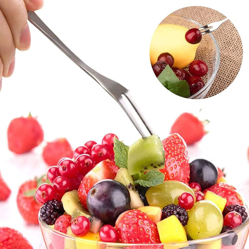 Fruitvork van roestvrij staal, 26 stuks serviesvorken, kleine vork, 130 x 10 mm, dessertminivork, roestvrij staal, voor fruit, groenten, salade, gebak, dessert (zilver)