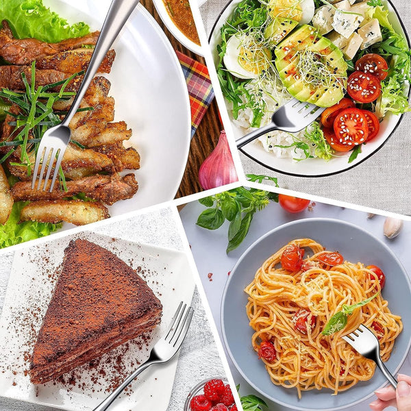 16-delige vorken, roestvrijstalen vorkenset, tafelvorken van 20,3 cm, dinervorken, spiegelgepolijst, vaatwasmachinebestendig, bestekvorken voor thuis, restaurant, hotel