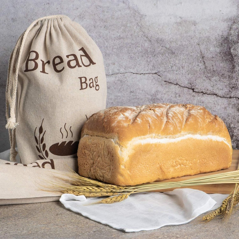 2-pack natuurlijk linnen broodzak 2 x herbruikbare broodzakken voedselopslag 38x27cm milieuvriendelijk