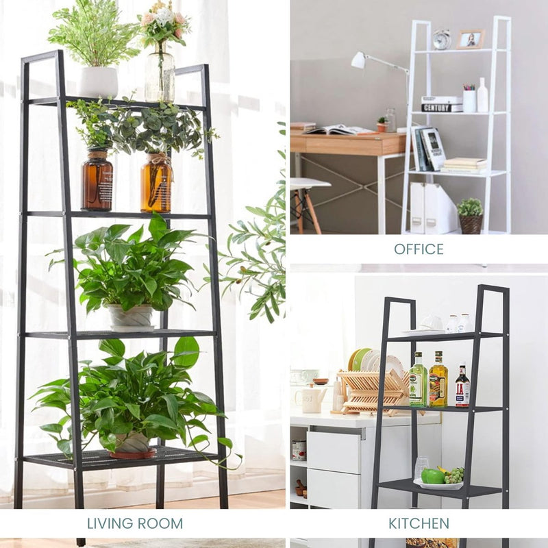 Staand rek, verticaal boekenkast, boekenrek, multifunctionele boekenkast voor woonkamer, keuken, badkamer, kantoor, opbergkast met 4 planken