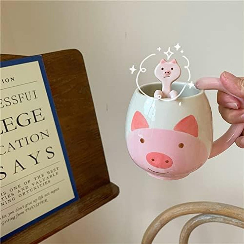 koffiekopje grappig roze varken keramische beker 400ML nieuwigheid koffiekopje met lepel kerstmok verjaardagscadeaus voor mannen en vrouwen keramische koffiekopje