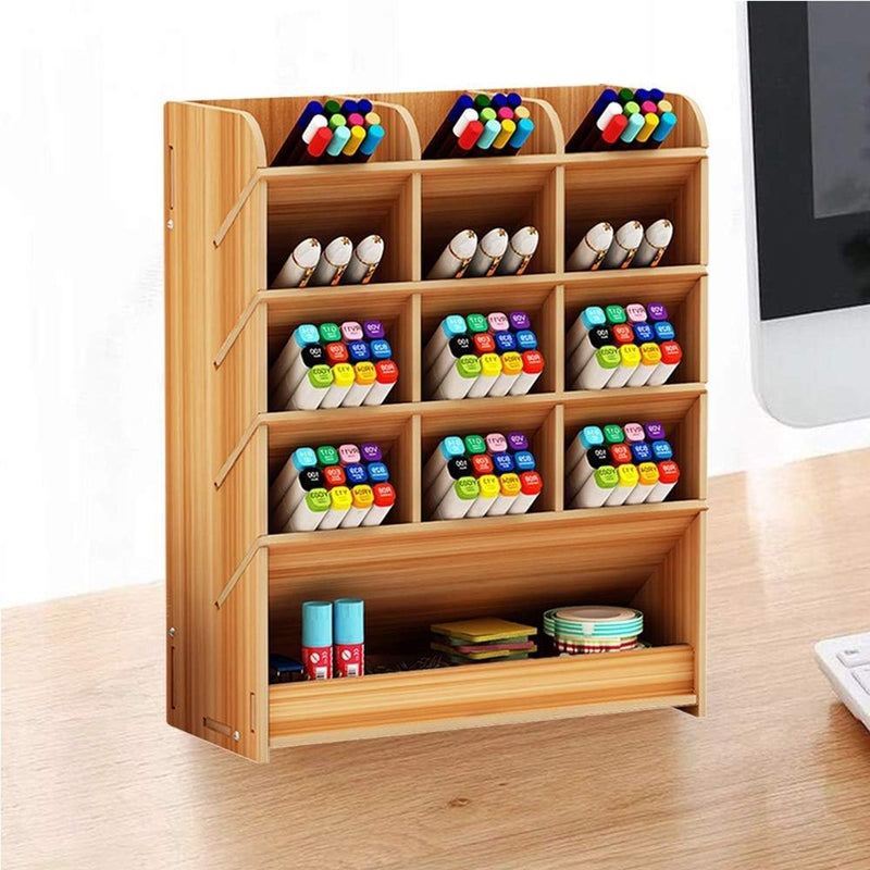 Pennenhouder opbergdoos van hout, multifunctionele bureau-organizer voor thuis, kantoor en op school., kersen